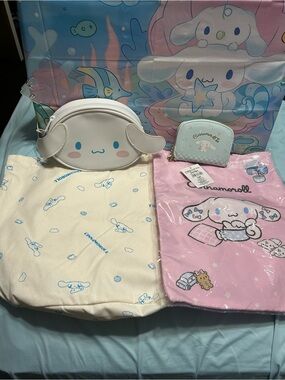Sanrio Cinnamoroll Pastel Blue Pink White Bag and Accessories Set